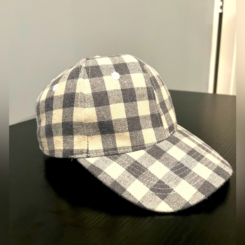 COCUS POCUS Buffalo Check Baseball Cap Hat in Gray Plaid women’s men’s NWOT